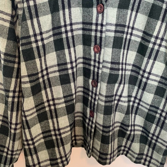 Christopher & Banks Jacket Long Sleeve Wool Blend Button-front Plaid Gre… - Picture 4 of 15